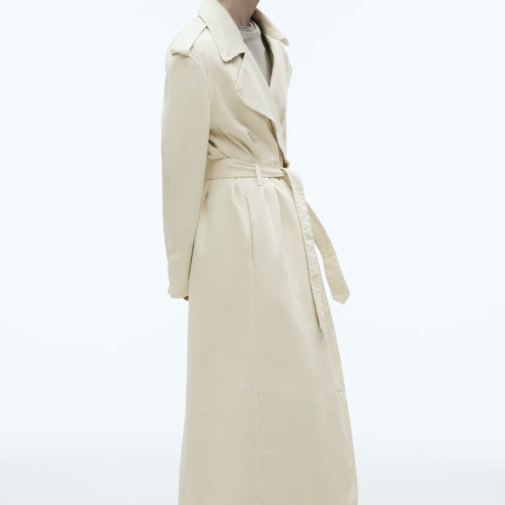 NWT ZARA BELTED COTTON TOPCOAT  ECRU - REF 8197/734 S